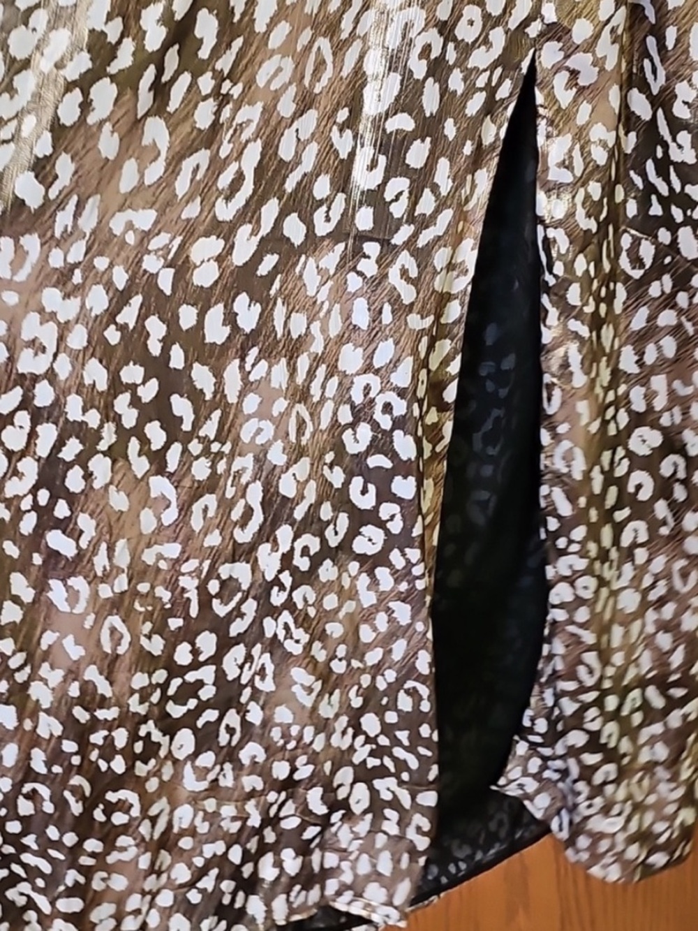 Francesca's Collections Limelight Lurex Leopard Maxi Dress Formal Evening Gold - Picture 7 of 8